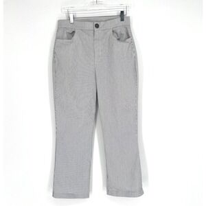 Free People Pants Womens L Crop Flare Pinstripe High Rise Stretch